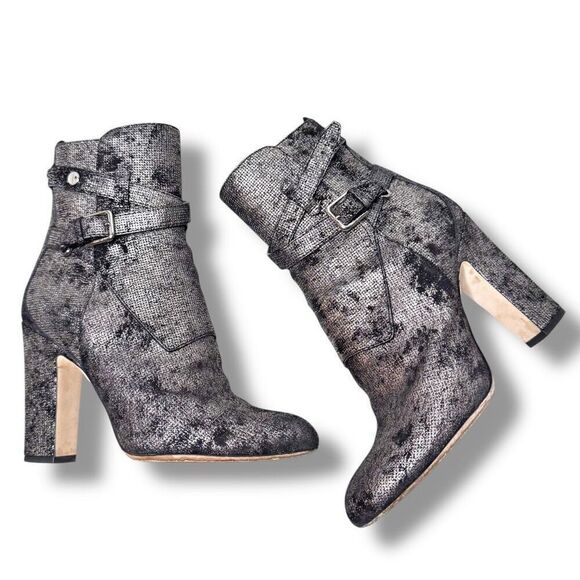 ❌SOLD❌ Jimmy Choo Mitchel 100 Ankle Boot Metallic Washed Dotted Suede Women’s 38 - Picture 3 of 11